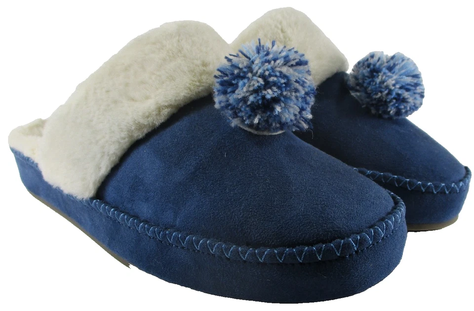 Zapatillas de casa Vionic para mujer talla 10 azules forradas de piel sintética suelas de goma hechas en China Foto 1 de 4