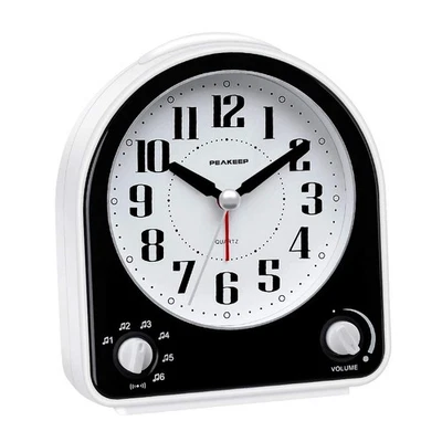 Peakeep Analog Alarm Clock Non-Ticking Silent, Optional 7 Wake-up Sounds with... - Image 1 of 4