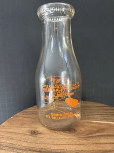 Vintage Driggs Dairy Farm Inc. Palmyra Mi. Milchflasche 1 Pint orange Schrift - Bild 1 von 6