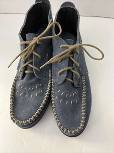 Minnetonka Boots Womens 5.5 Blue Chukka Ankle Bootie Lace Up Suede Moccasin - Picture 1 of 6