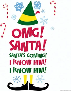 Calcomanías de pared Buddy the Elf Santa I Know Him pelar y pegar citas - Imagen 1 de 12