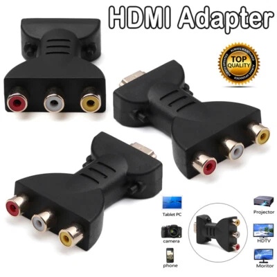 HDMI Stecker auf zu RCA 3 Cinch Chinch Buchse Audio Adapter Konverter TV Laptop - Bild 1 von 4