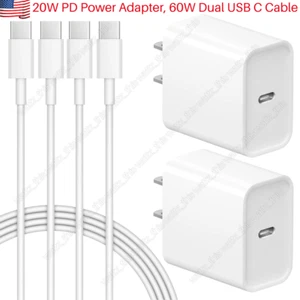 20W Type C Fast Charger Block Adapter USB C To C Cable For iPhone 15 Pro Samsung - Picture 1 of 20