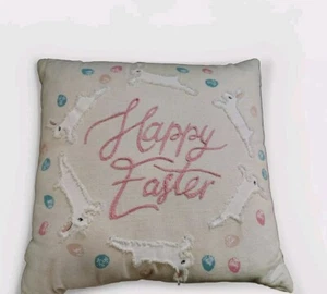 KOHLS Spring Bunny Soft Pillow Polyfill 17x17 Inch Easter Spring Embroidery  - Picture 1 of 4