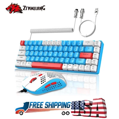 Wired Mechanical Gaming Keyboard and Mouse Combo RGB +Coiled Aviator C Cable - Image 1 of 4