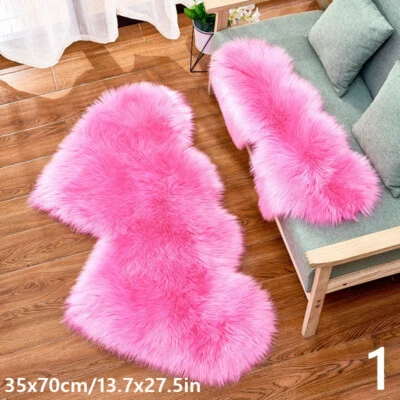 Heart Shape Faux Fur Carpet Rugs Footcloth Floor Mat Pad Fluffy Plush Soft Room - Image 1 of 4