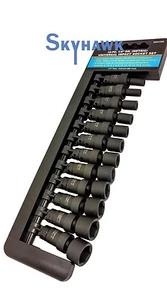 12-Pc. Metric 1/4"-Dr. Universal Swivel Impact Socket Set CrMo Steel Black PO4 - Picture 1 of 3