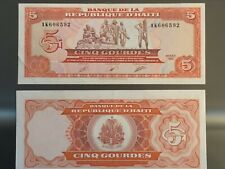 Lot of 2 Haiti 5 Gourdes Banknotes Crisp AU