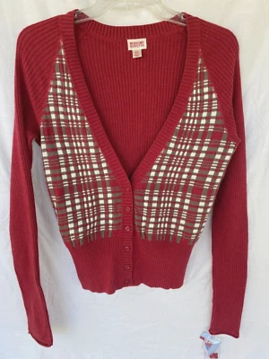 MOSSIMO SUPPLY CO..DE COLECCIÓN Y2K..CORTADO..CARDIGAN..A CUADROS..SUÉTER..NUEVO CON ETIQUETAS..MUJER L Foto 1 de 3
