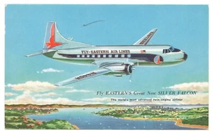Cartolina d'epoca Eastern Air Lines Silver Falcon pubblicata 1955 Springfield IL - Foto 1 di 2