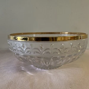 Anna Hutte Crystal Bowl Versailles Bleikristall 14K Gold Rim - Picture 1 of 7