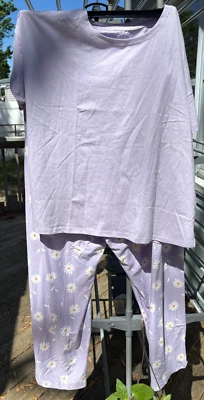 NUEVO CON ETIQUETAS Sonoma Mujer 2 Piezas Pijama Conjunto Talla XXL Púrpura Claro Margarita Algodón Foto 1 de 4