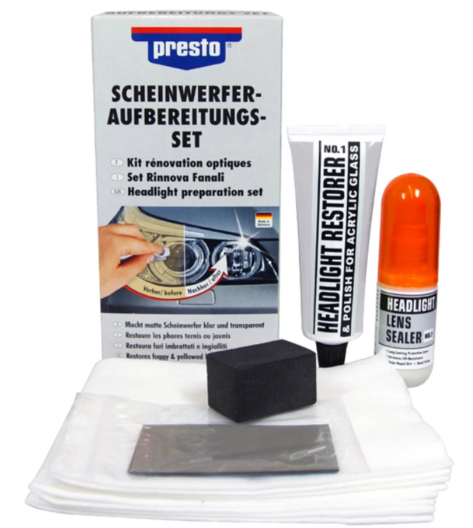 DUPLI COLOR Presto Kit rinnova fari lucida fanali ingialliti opaco PROFESSIONALE - Immagine 1 di 1