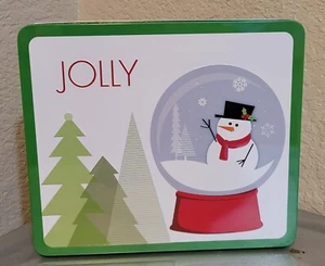 Weihnachtsdose-leer-Schneemann lustig (speichert Kekse oder Geschenke) 8,5" x 7,25" x 2,5" - Bild 1 von 6