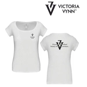 Victoria Vynn Women White T-Shirt S M L Professional Nail Salon Tshirt Uniform - Picture 1 of 1