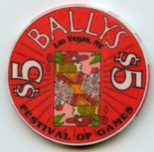 $5 Bally's Festival of Games LE Chip Las Vegas 1992 Obsolete - Picture 1 of 2