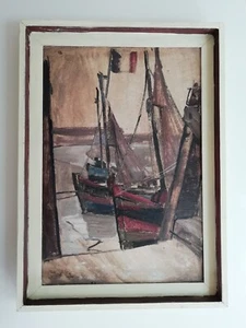 JOHN OWEN 1928-2020 WET DAY LE CROTOY FRANCE OIL ON BOARD SIGNED & DATED 1962 - Picture 1 of 24
