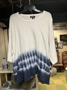 DKNY White & Blue Short Sleeves Sweater Size XL - Picture 1 of 7