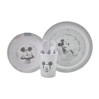 Disney Baby 5 Teile Melamin Füttern Set Tasse Schale Platte Besteck - Mickey - Bild 1 von 4