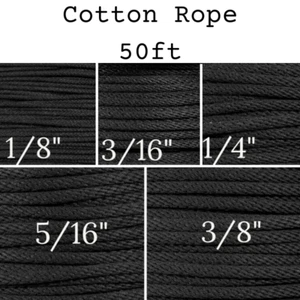 Cotton Sash Cord Braided Rope Unpolished Black 50ft - Picture 1 of 11