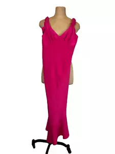 Abito di seta di design Zac Posen Y2K fucsia seta orlo asimmetrico taglia 6 VEDI DESCRIZIONE - Foto 1 di 10