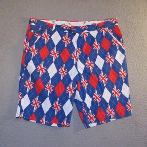 Royal & Awesome Shorts 42 Mens Argyle Union Jack Golf Measures 42x11 - Picture 1 of 12