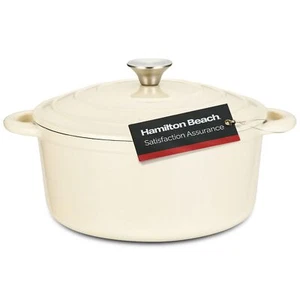 Horno holandés esmaltado hierro fundido Hamilton Beach 5,5 cuartos crema, esmalte crema holandés - Imagen 1 de 7
