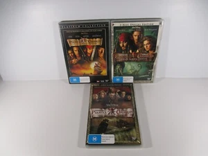Pirates Of The Caribbean DVD Bundle Black Pearl + Dead Man's Chest + Worlds End - Picture 1 of 14