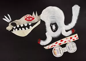 "Original Abstracto Collage Pintura ""El lobo que comió ovejas monta una patineta"" - Imagen 1 de 1