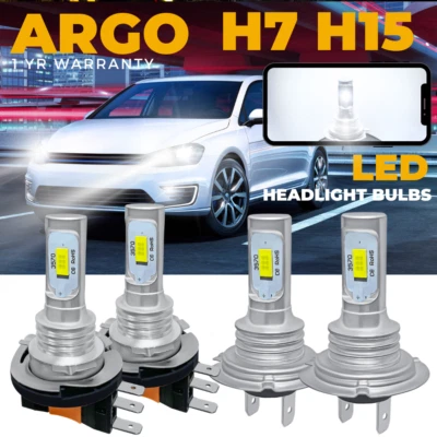 For VW Golf MK7 Led Headlight DRL Bulbs 2013-18 Xenon White High Low Beam bulb - Image 1 of 4