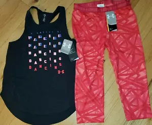 Under Armour I'd Rather Be Dancing top da ballo e leggings capri nuovi con etichette ragazza L YLG - Foto 1 di 2
