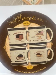 Juego de tazas de gres Angela Staehling ONEIDA "Colección de dulces" LOTE DE 4 tazas tazas - Imagen 1 de 9