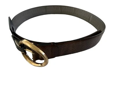 Cinturón DKNY Para Mujer Mediano Serpiente Camuflado Repujado Ovalado Dorado Hebilla Marrón Nuevo con Etiquetas #1910 Foto 1 de 4