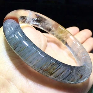 55.5mm A++ Natural Fantasma Azul Cabello de Conejo Rutilo Cuarzo Cristal Energía Pulsera - Imagen 1 de 6