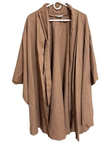 Vintage Betmar Tan Shawl Cape Wrap Coat w/ Scarf Open Front One Size Wool Blend - Picture 1 of 4