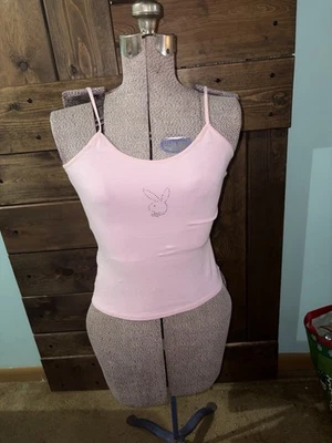 Camiseta sin mangas Playboy vintage rosa estrás talla XS/S Foto 1 de 4