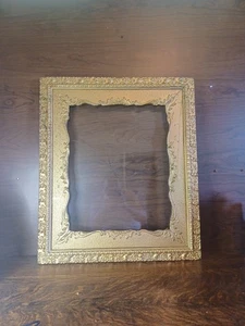 Antique 23.5w X 27.5t" BAROQUE DEEP Picture Frame WOOD GOLD GILT VICTORIAN. - Picture 1 of 11