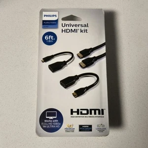Philips Universal HDMI Kit, Black Hdmi-Mini, Hdmi-Micro Laptop Cameras etc - Picture 1 of 7