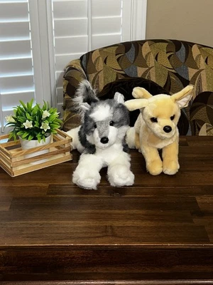 Douglas Husky Dog And Chihuahua Plush Figures Realistic Lot - Image 1 of 4