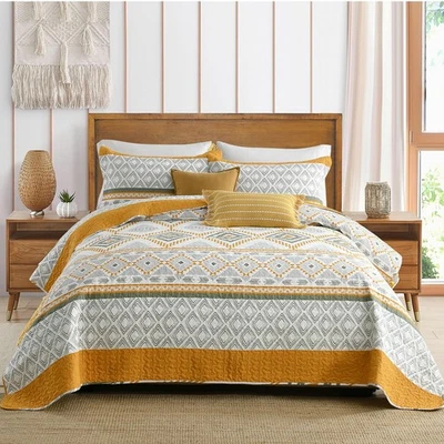 Набор королевского лоскутного одеяла в стиле бохо 100% хлопок богемная геометрическая полоса лоскутное одеяло постельное белье... - Изображение 1 из 4