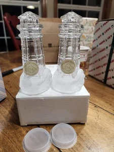 Vintage LENOX RARE Frosted Crystal Salt/Pfeffer Set Leuchtturm Neu Unikat Strand - Bild 1 von 3