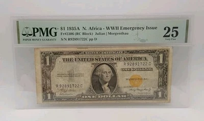 1935A $1 Silver Certificate WWII North Africa Fr. #2306 PMG VF 25 - Image 1 of 2