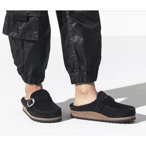 Birkenstock Buckley Shearling Suede Leather - Black - Picture 1 of 8