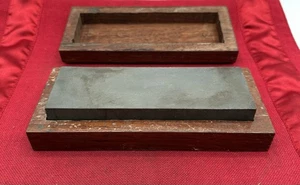 "Afilador de cuchillos vintage piedra de doble cara piedra húmeda en caja de madera 7""" - Imagen 1 de 10