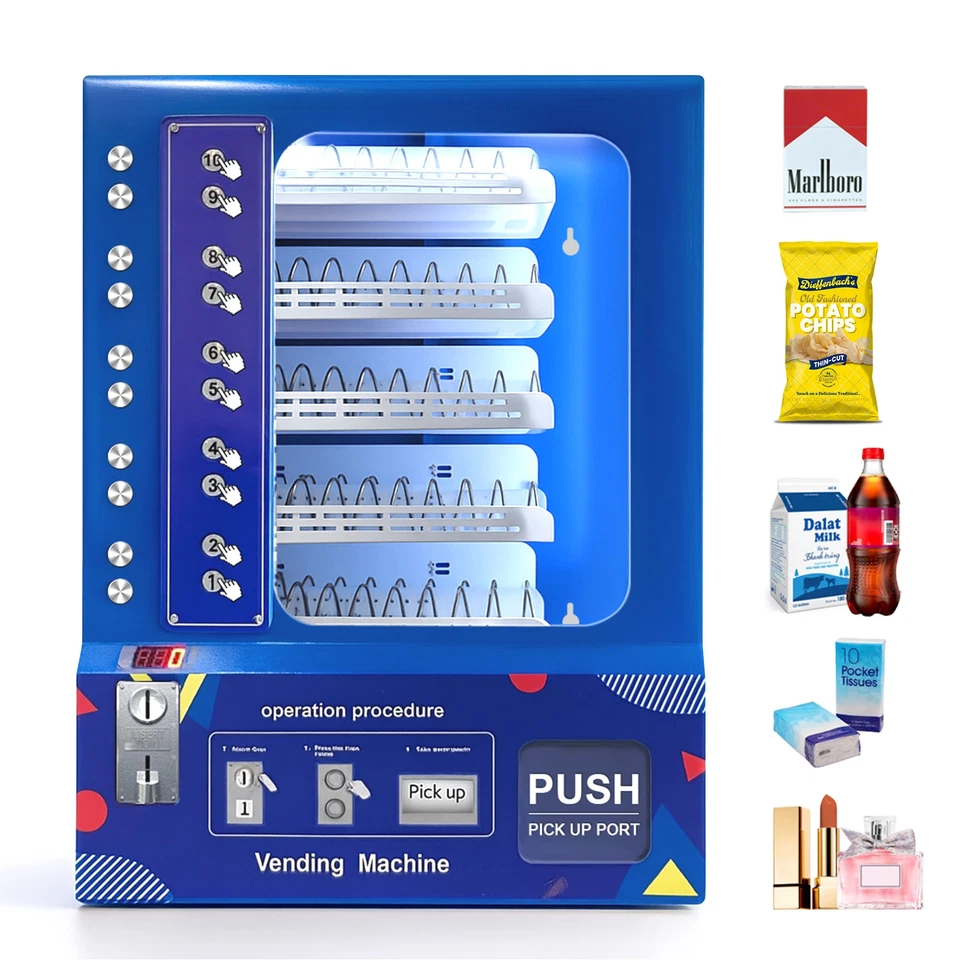10 Slots Commercial Mini Wall Snack Vending Machine Food Snack Coin Payment - Image 1 of 4