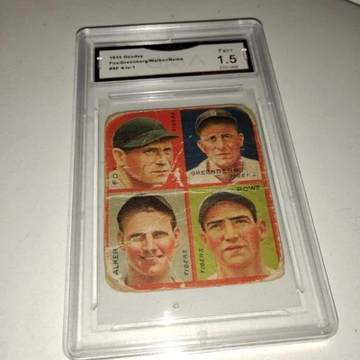 1935 Goudey Hank Greenberg GMA 1.5 Hof 4 In 1 Rowe Walker  - Image 1 of 4