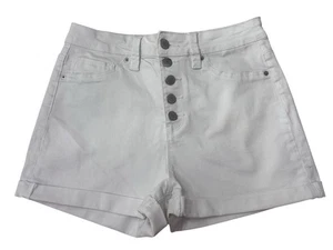 Pantalones Cortos YMI Tiro Alto Denim Blanco Mujer Talla 9 Delantero 5 Botones - Imagen 1 de 4