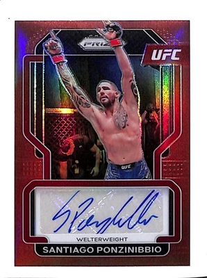 2022 PANINI PRIZM UFC #SG-SPZ SANTIAGO PONZINIBBIO RED PRIZM 87/99 SIGNED - Image 1 of 2