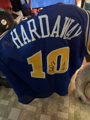 TIM HARDAWAY GOLDEN STATE WARRIORS SIGNED FULL SIZE JERSEY AUTO W/ JSA COA - Image 1 of 4