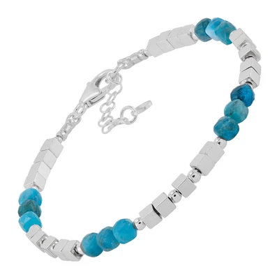 New Silpada 'Good Values' Silver Natural Apatite and Hematite Beaded Bracelet, - Image 1 of 4